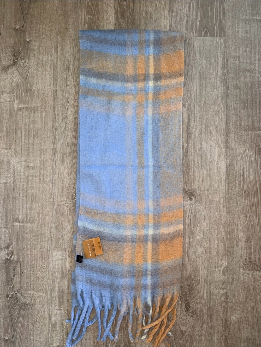 Home Accents Blue and Orange Plaid Fringe Throw